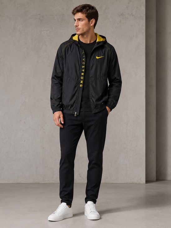 Nike Other - Nike Black and Yellow Livestrong Hooded Windbreaker Jacket